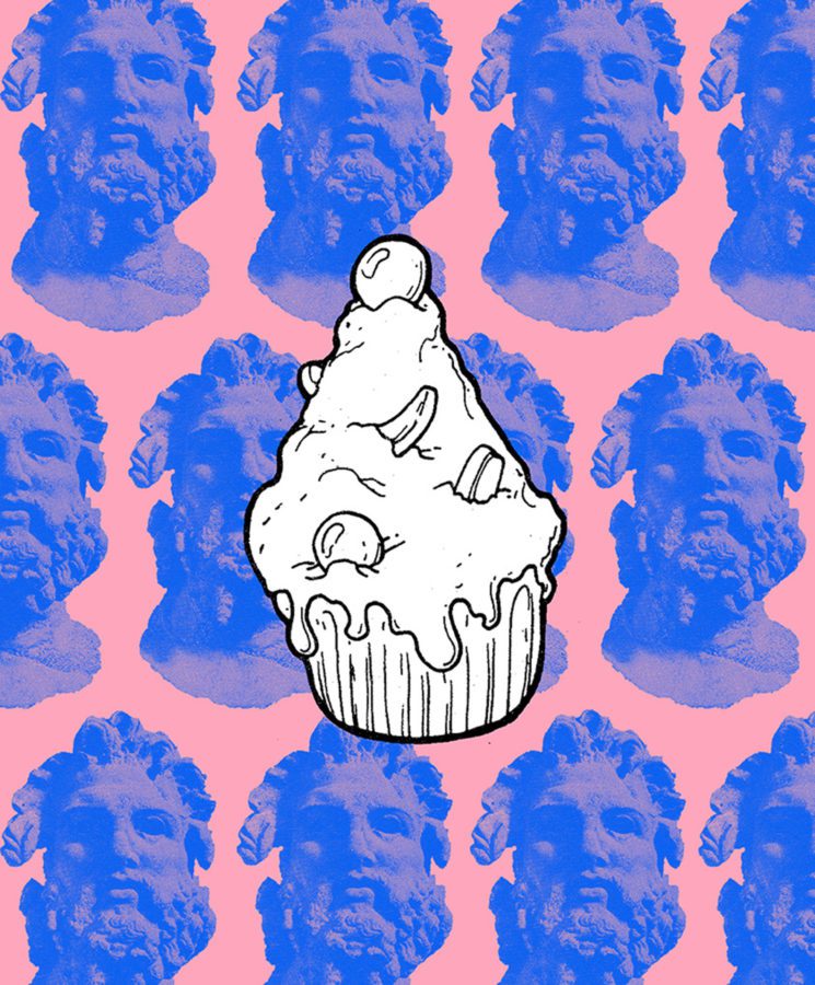 Jordan McQuaid, bearded men enjoy cupcakes